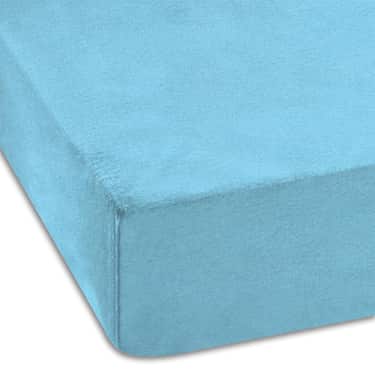 Juego de 4 sábanas bajeras de rizo fino Setex, color turquesa, 90 x 200 cm