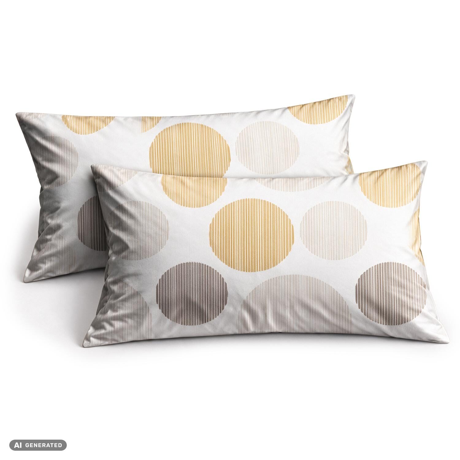 CloudComfort Basic: juego de 2 fundas de almohada de algodón con diseño de círculos, 40 x 80 cm