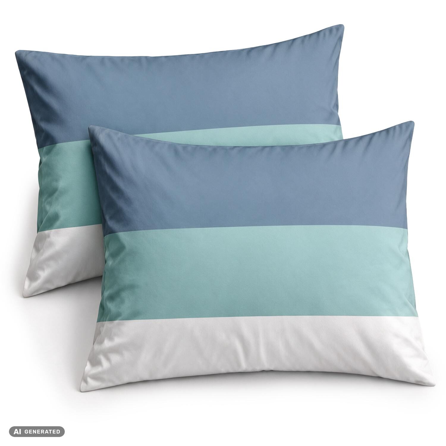 Funda de almohada de algodón CloudComfort Basic, a rayas azules y blancas, juego de 2 unidades, 70 x 90 cm