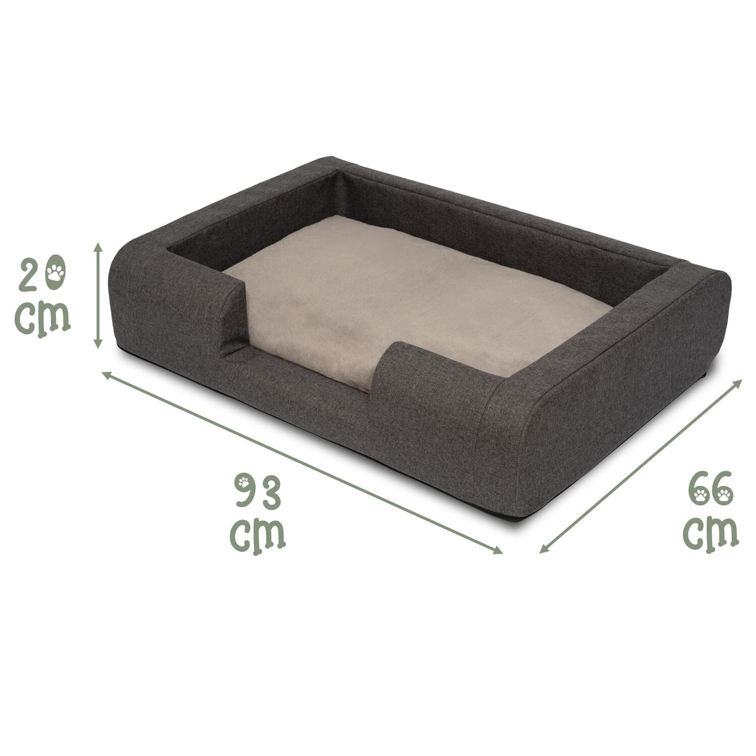 Cama ergonómica para perros Petzzz Daisy M 93 x 66 x 20 cm con cojín interior ortopédico