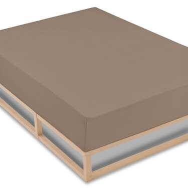 Juego de 4 sábanas bajeras CloudComfort Basic de jersey elástico, color topo, 120 x 200 cm (4 unidades)