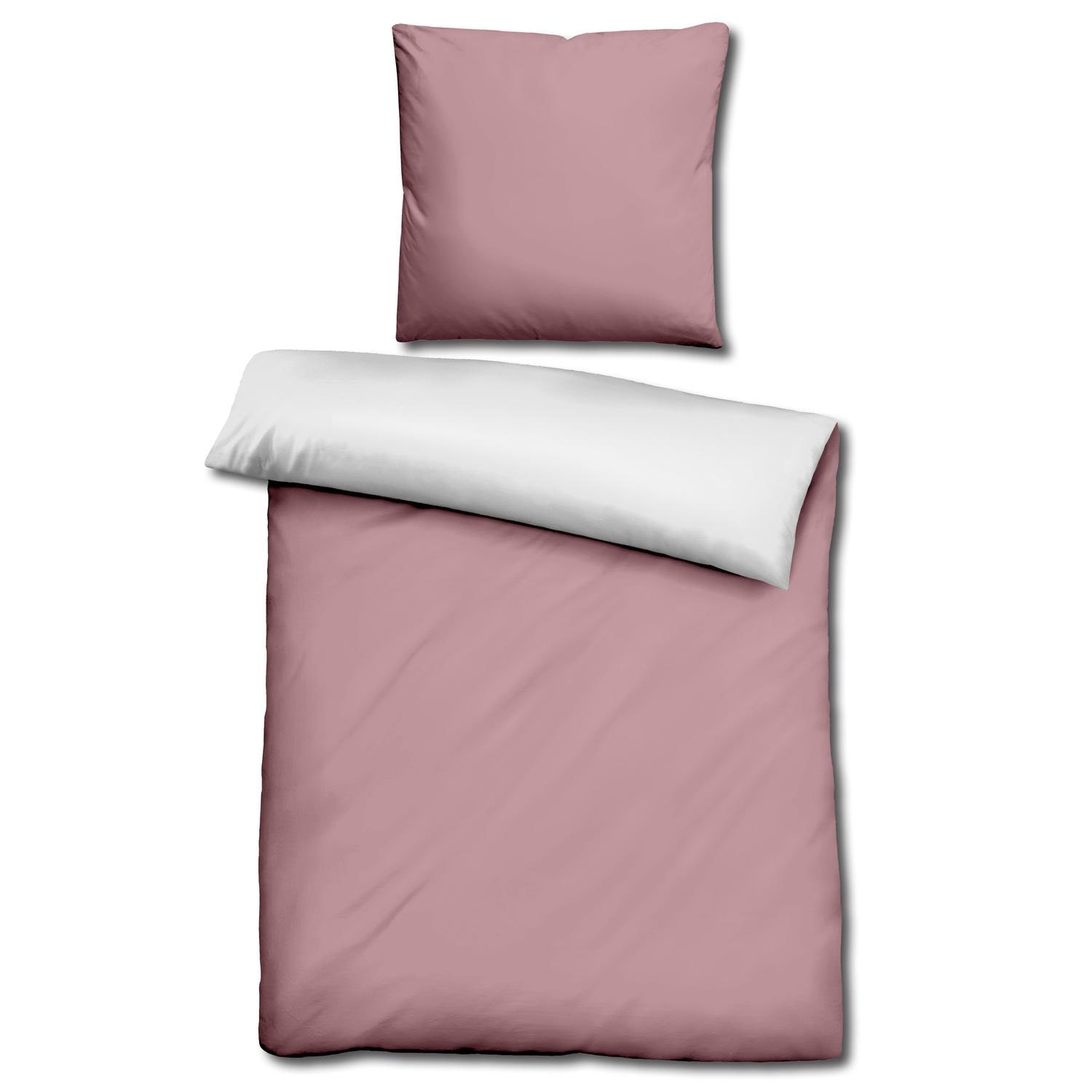 Sleezzz® Renforcé reversible bed linen rosé/white 135 x 200 + 80 x 80 cm