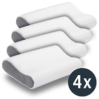 4 almohadas viscoelásticas Sleezzz Premium para el cuello, de 50 x 32 x 11 cm, con funda de doble capa agradable al tacto