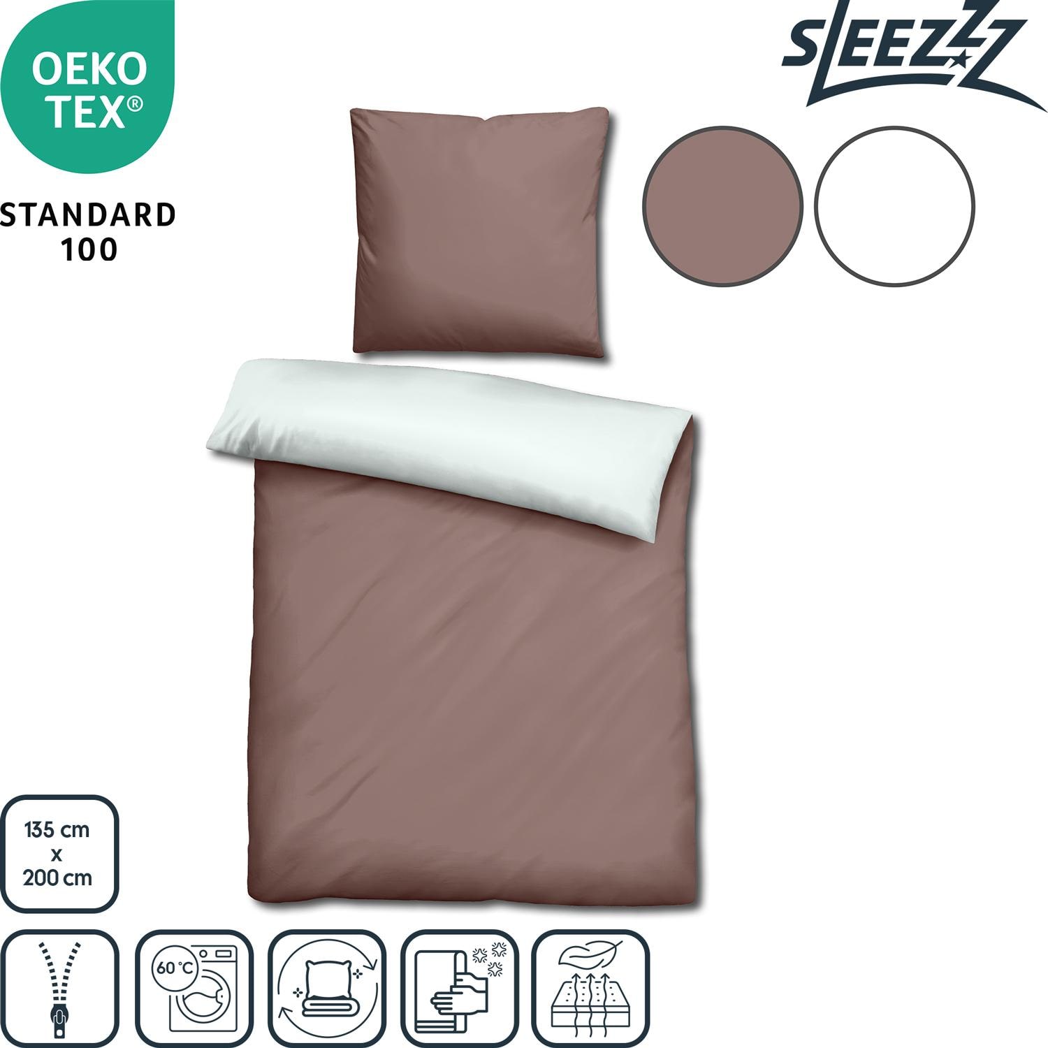 Χαρακτηριστικά σε εικονίδια – Sleezzz® Renforcé αναστρέψιμα κλινοσκεπάσματα ανοιχτό καφέ/λευκό 135 x 200 + 80 x 80 cm