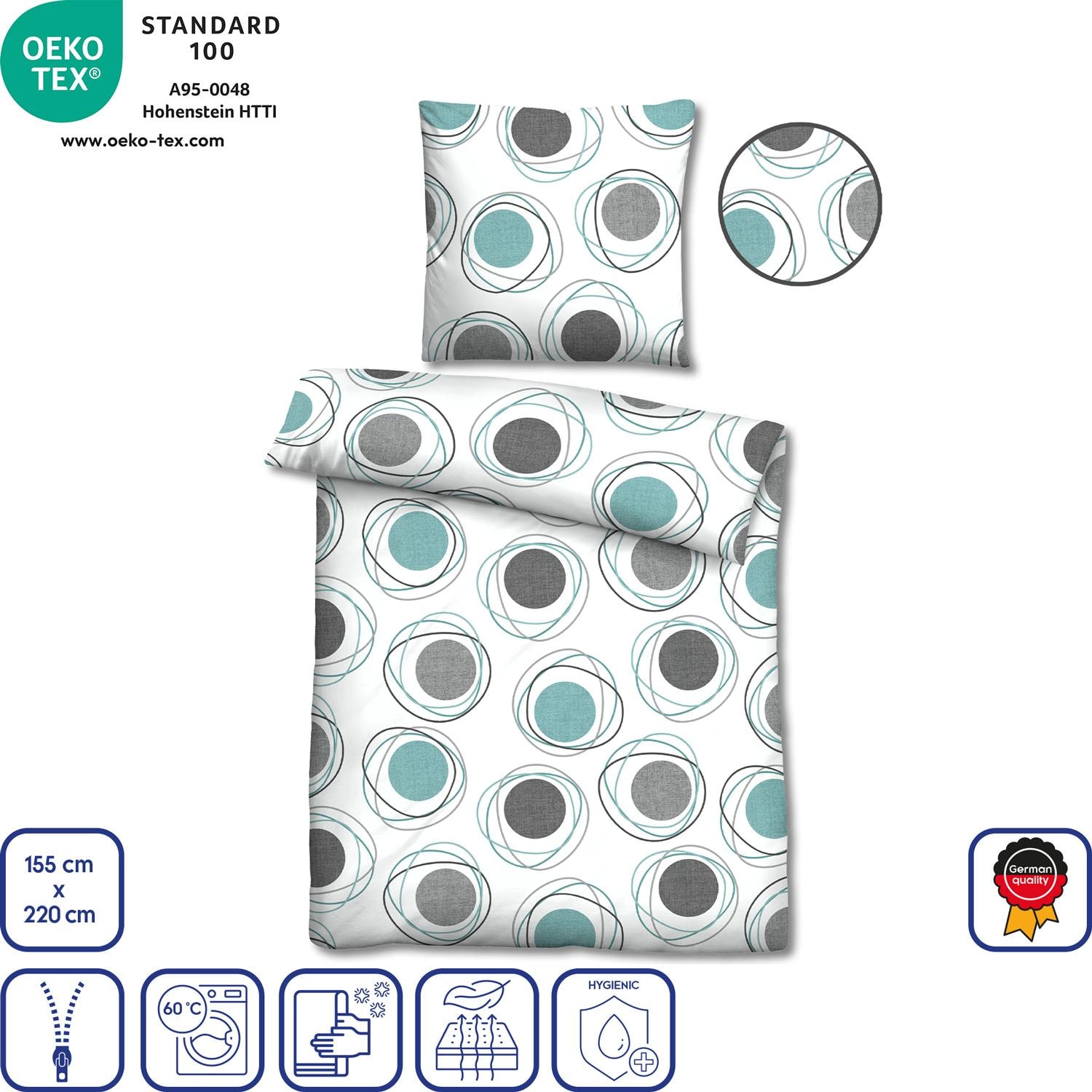 Features as icons – Double pack Castell Polycotton Renforcé bed linen 155 x 220 cm + 80 x 80 cm
