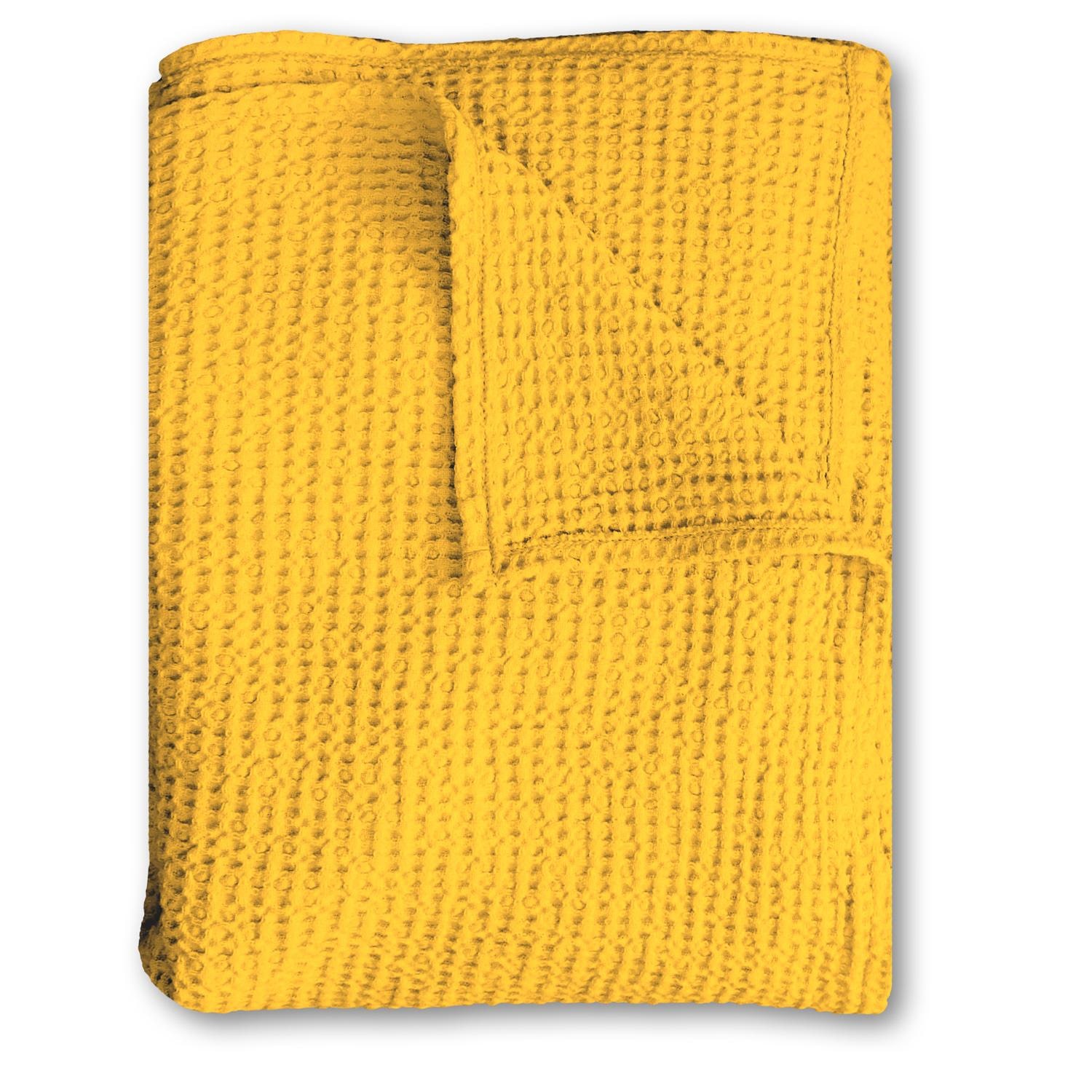 Manta de algodón piqué gofre amarillo 130 x 180 cm