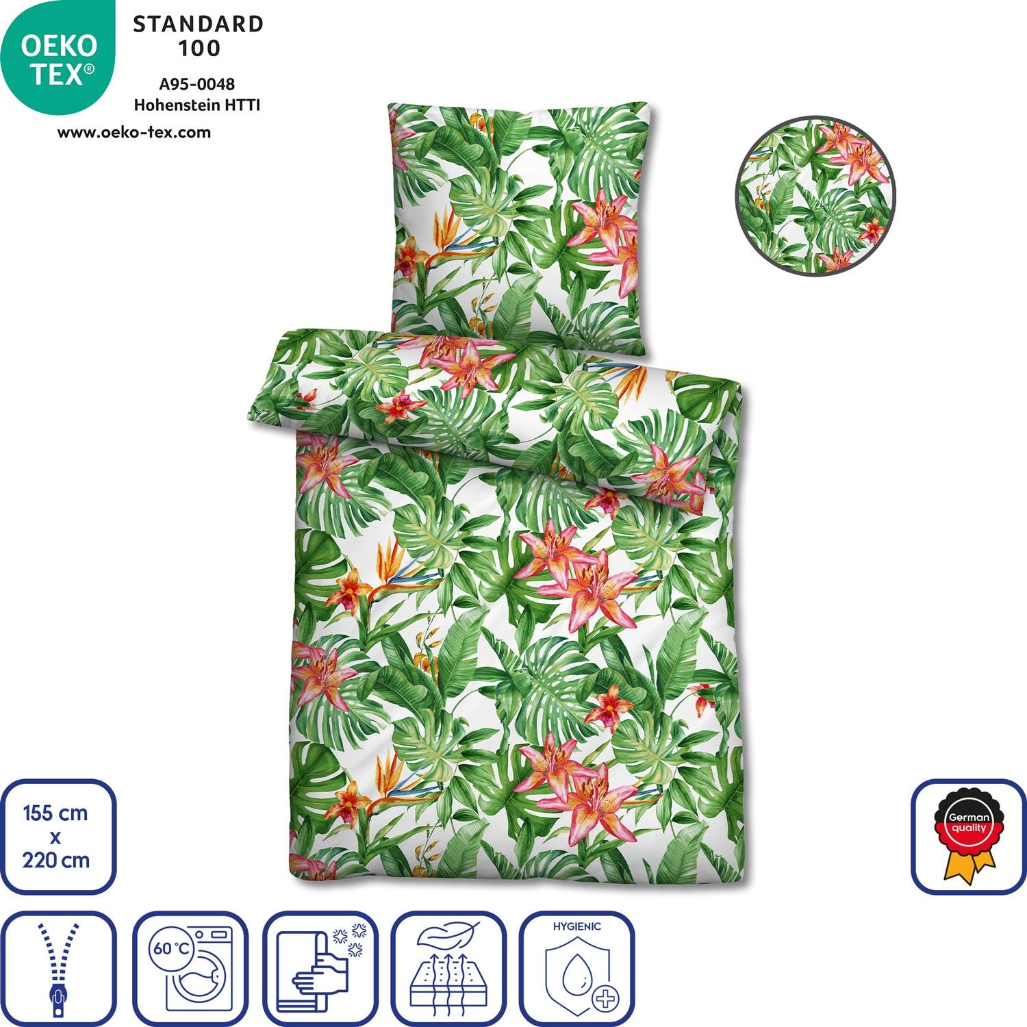 Features as icons – Microfiber seersucker bed linen 155 x 220 + 80 x 80 cm