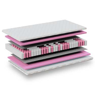 7 bölgeli ergonomik pocket yaylı yatak Sleezzz Diamond T1000 90 x 200 cm, yükseklik 23 cm, sertlik seviyesi H2/H3, 1000 yay/2m² + yatak pedi / mattress topper 90 x 200 cm